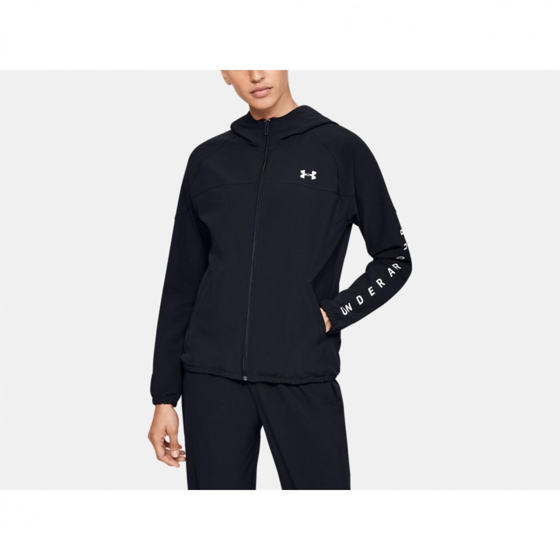 Sudadera con capucha para mujer Under Armour Woven Branded Full Zip