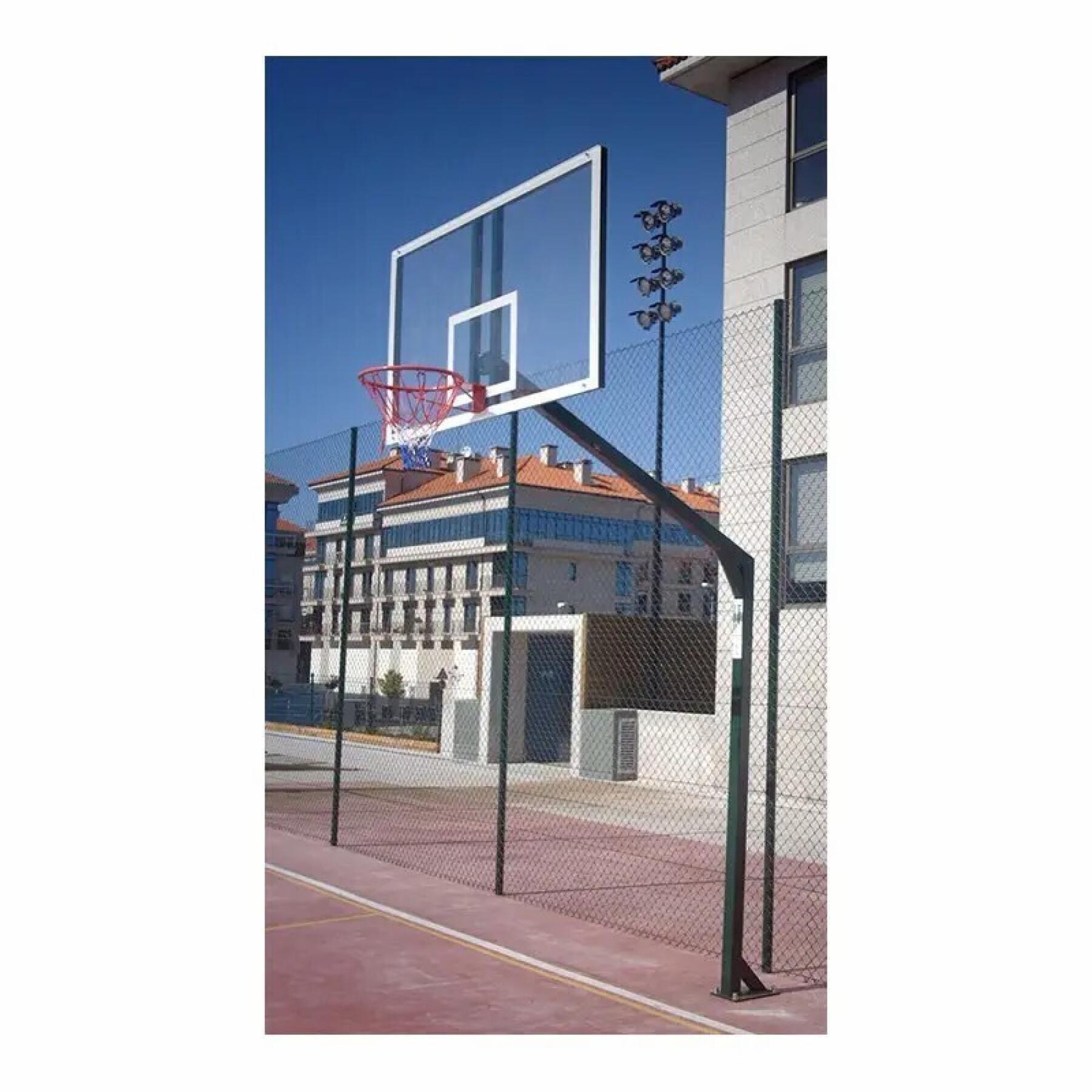 Juego de 2 canastas de baloncesto fijas con base para anclaje sin tableros ni aros Softee Equipment Monotubular