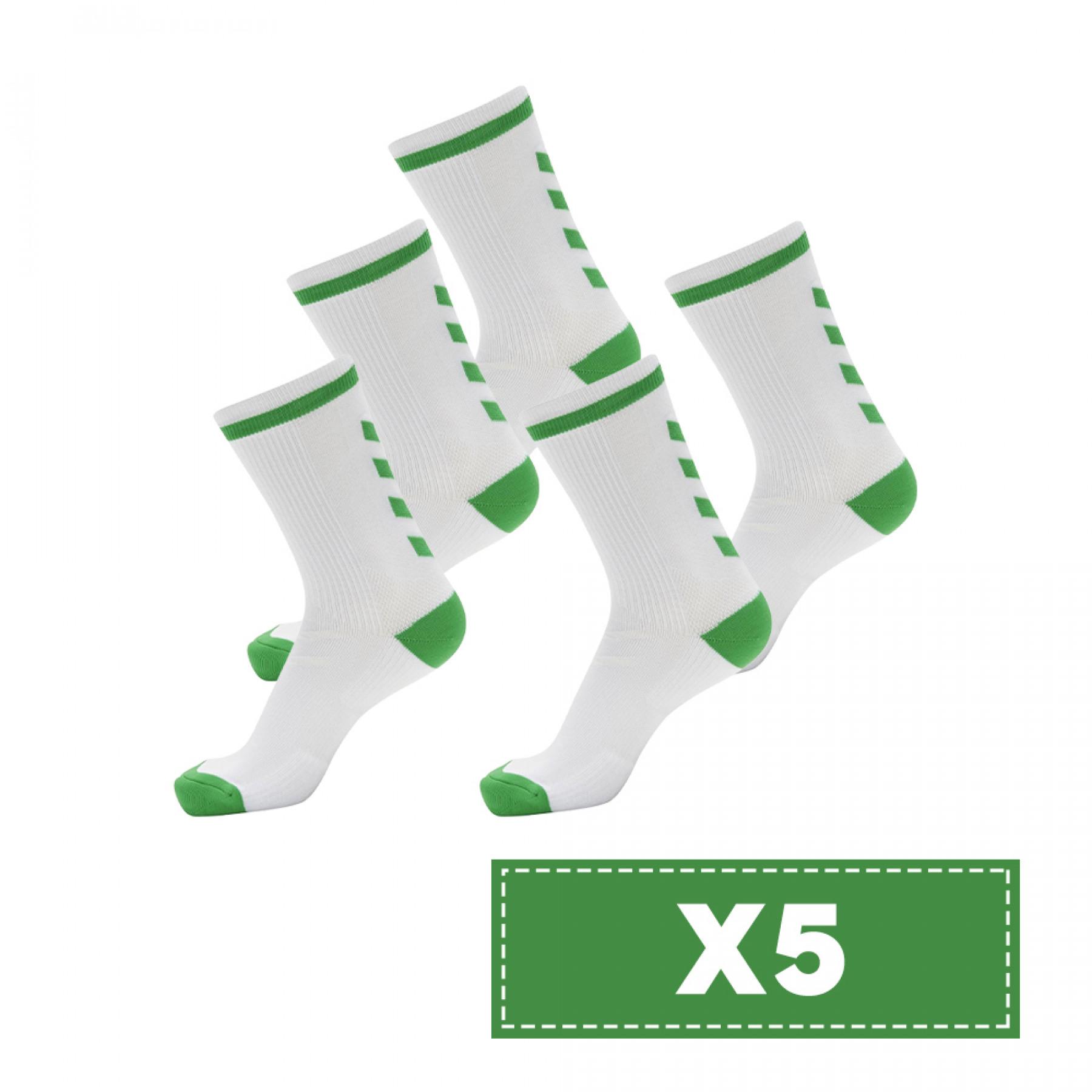 Paquete de 5 pares de calcetines de color claro Hummel Elite Indoor Low