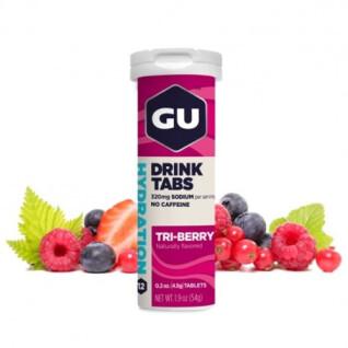Tubo de 12 pastillas de hidratación Gu Energy 3 fruits rouges (x8)